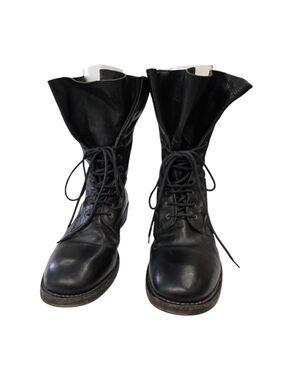 Shoto Vero Cuoio Black Leather Lace-Up Military Boots